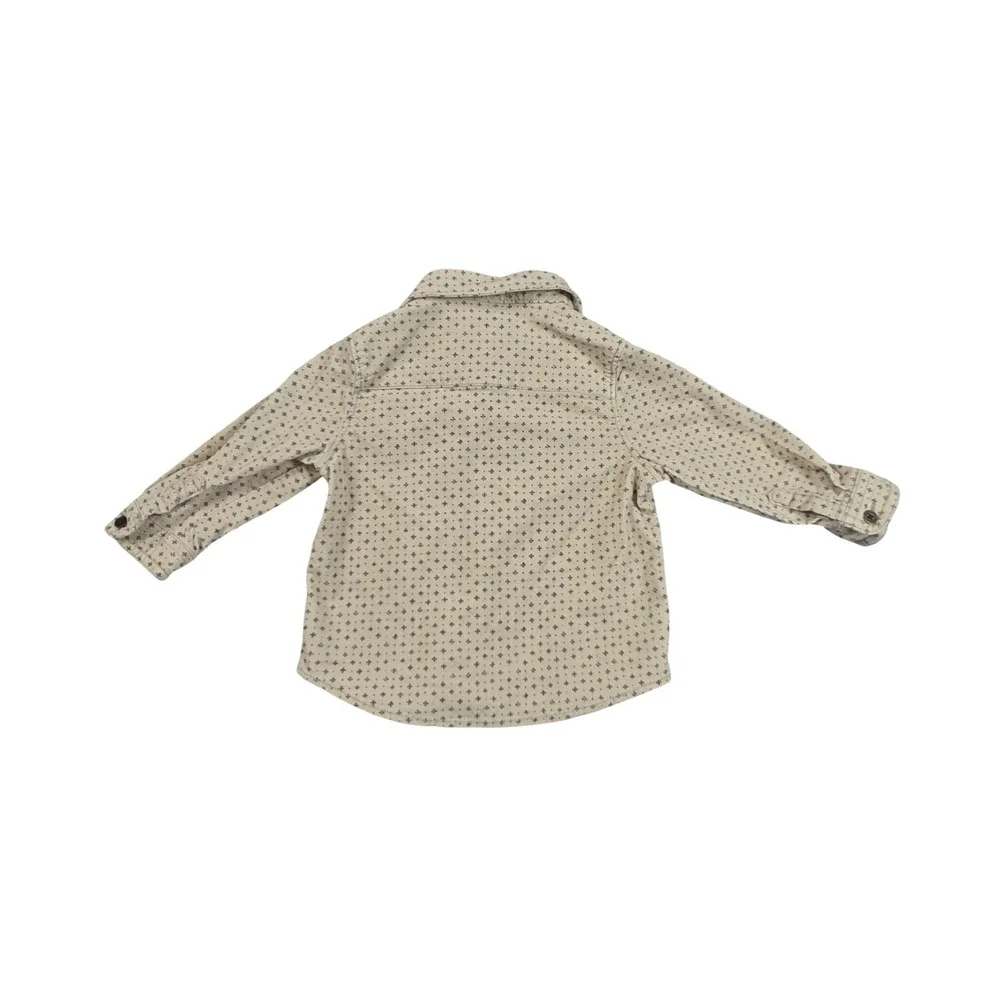 Gymboree Baby Boys Corduroy Button Down Shirt Cream Navy Cross Print 6-12 Months